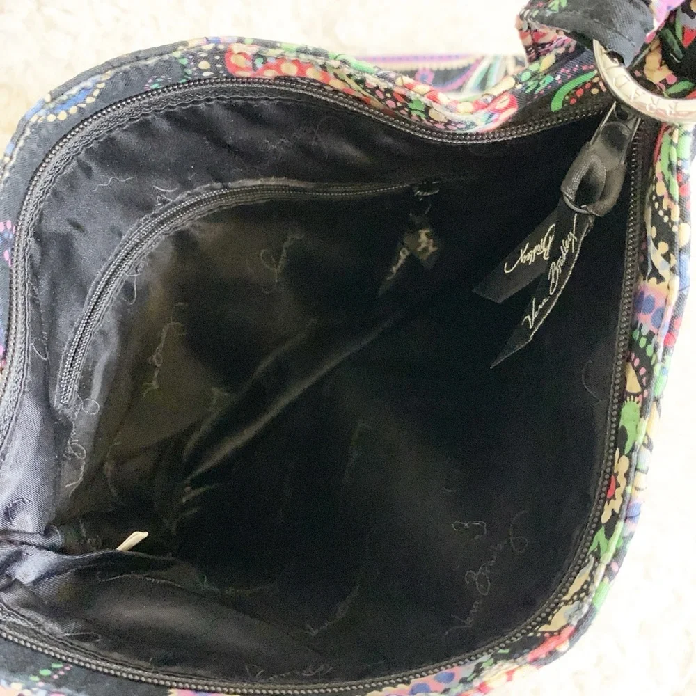 Vera Bradley Black Kiev Paisley Triple Zip Hipster Crossbody Shoulder Bag